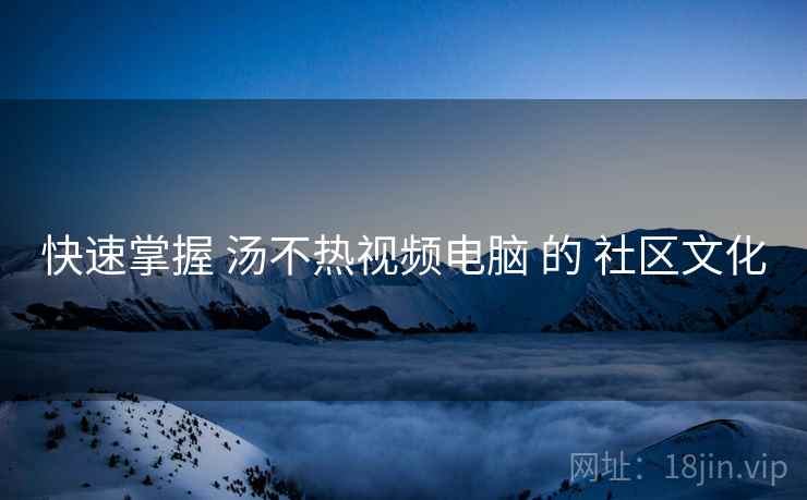 快速掌握 汤不热视频电脑 的 社区文化